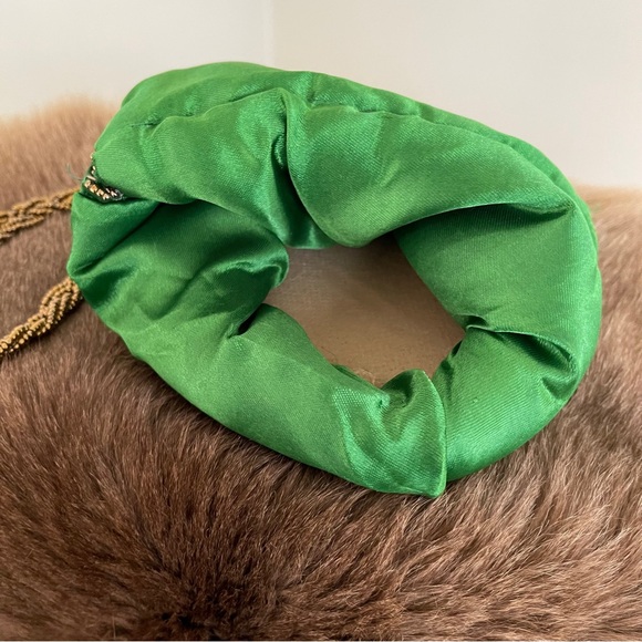 Elegant Green Metal, Plastic, Wooden Beaded Satin Women's Bag - Picture 6 of 10